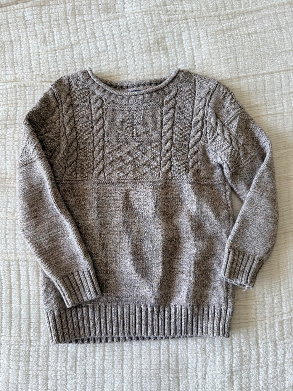 Toddler Cable Knit Anchor Sweater Brown 100% Cotton Size 4T